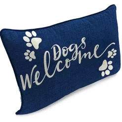 Navy Dogs Welcome Outdoor Lumbar Pillow
