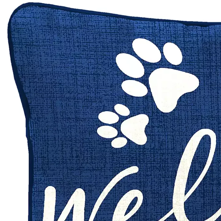 Navy Dogs Welcome Outdoor Lumbar Pillow