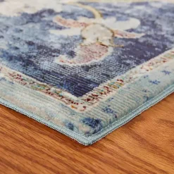 Navy Faded Floral Area Rug, 4x6
