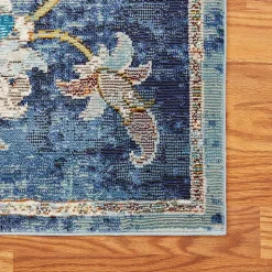 Navy Faded Floral Area Rug, 5x8