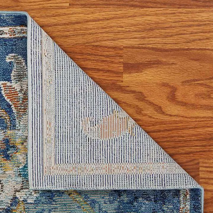 Navy Faded Floral Area Rug, 5x8