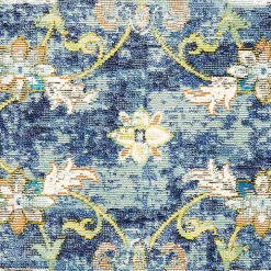 Navy Faded Floral Area Rug, 5x8
