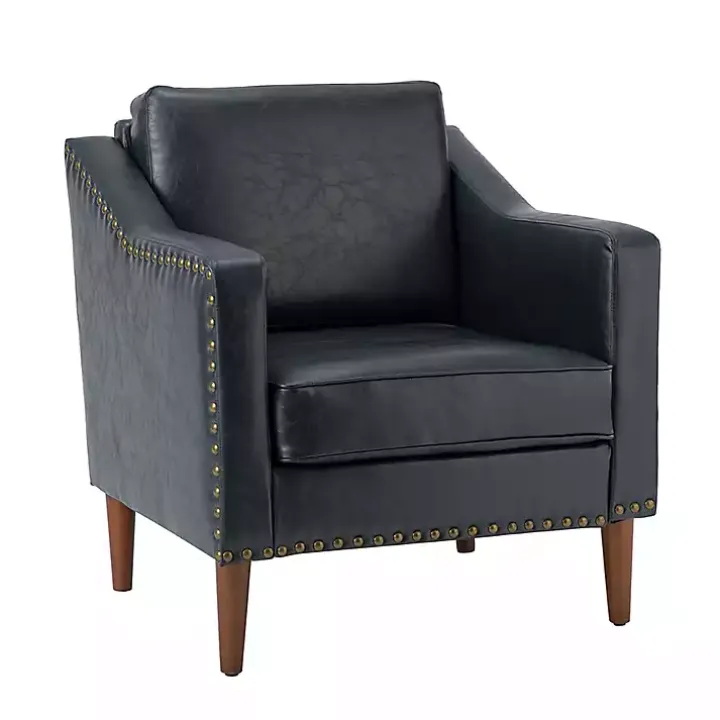 Navy Faux Leather Bonita Accent Chair