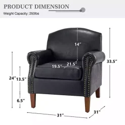 Navy Faux Leather Nailhead Taylor Armchair