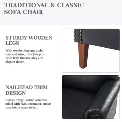 Navy Faux Leather Nailhead Taylor Armchair