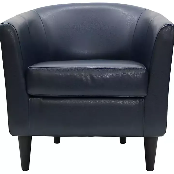 Navy Faux Leather Winslow Accent Chair