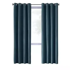 Navy Faux Suede Blackout Curtain Panel, 84 in.