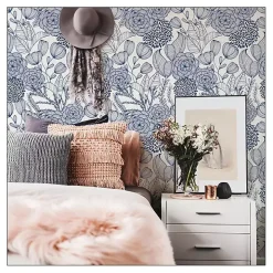 Navy Floral Garden Peel & Stick Wallpaper