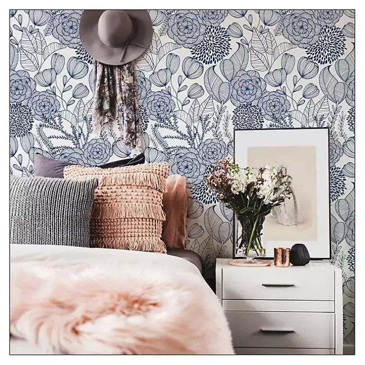 Navy Floral Garden Peel & Stick Wallpaper
