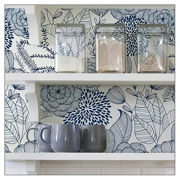 Navy Floral Garden Peel & Stick Wallpaper