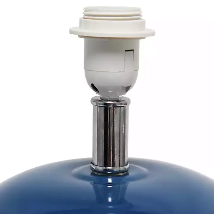 Navy Glass Short Oval Table Lamp