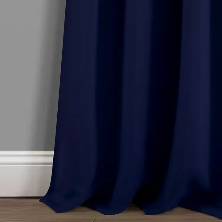 Navy Knotted Curtain Panel Set, 84 in.