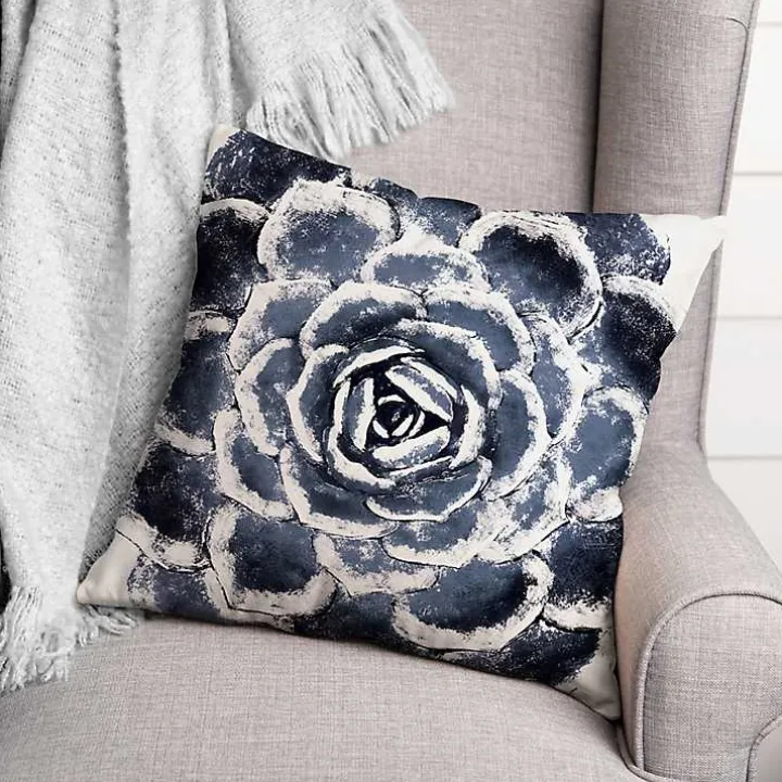 Navy Large Succulent Pillow