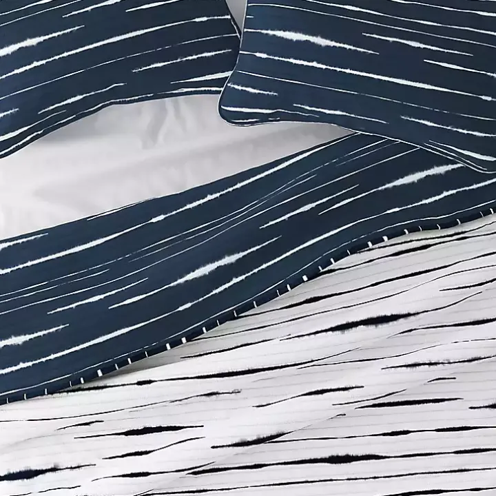 Navy Linear Reversible 2-pc. Twin Quilt Set