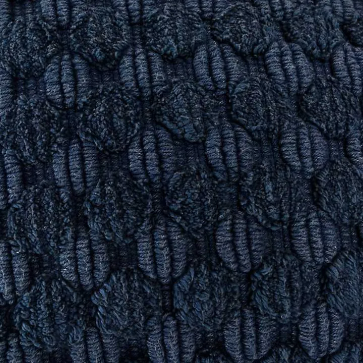 Navy Looped Cotton Throw Pillow