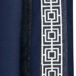 Navy Modern Square Border Curtain Panel, 84 in.