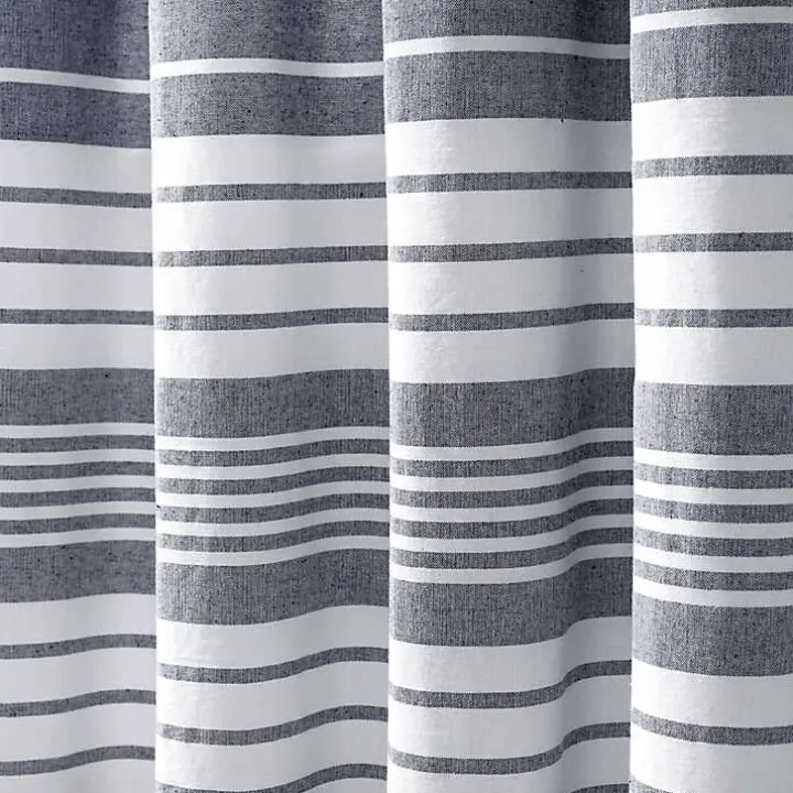 Navy Nantucket Fringe Curtain Panel Set, 84 in.