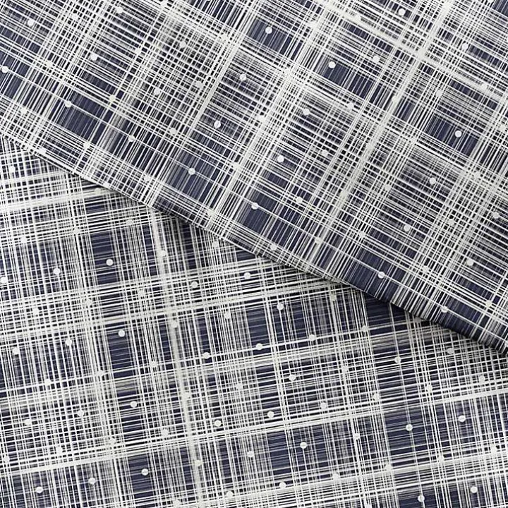 Navy Plaid Polka Dot 2-pc. Twin Duvet Cover Set