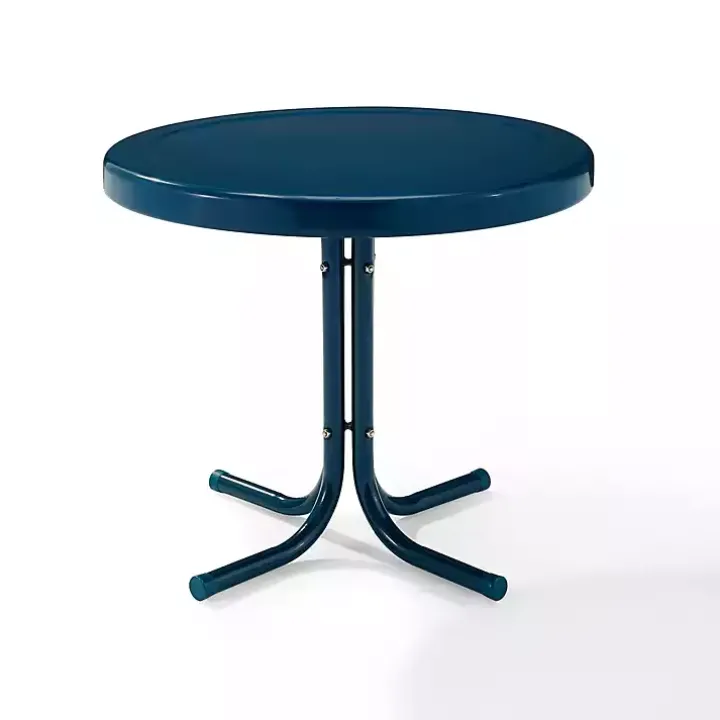Navy Retro Metal Outdoor Side Table