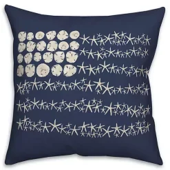 Navy Sand Dollar and Starfish Outdoor Throw Pillow