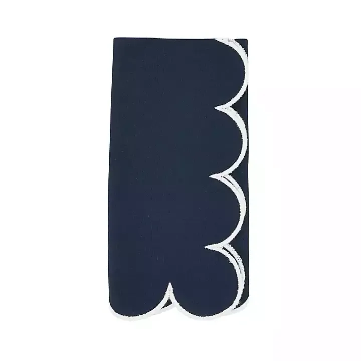 Navy Scalloped Edge Napkins, Set of 4
