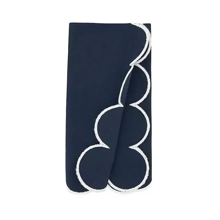 Navy Scalloped Edge Napkins, Set of 4