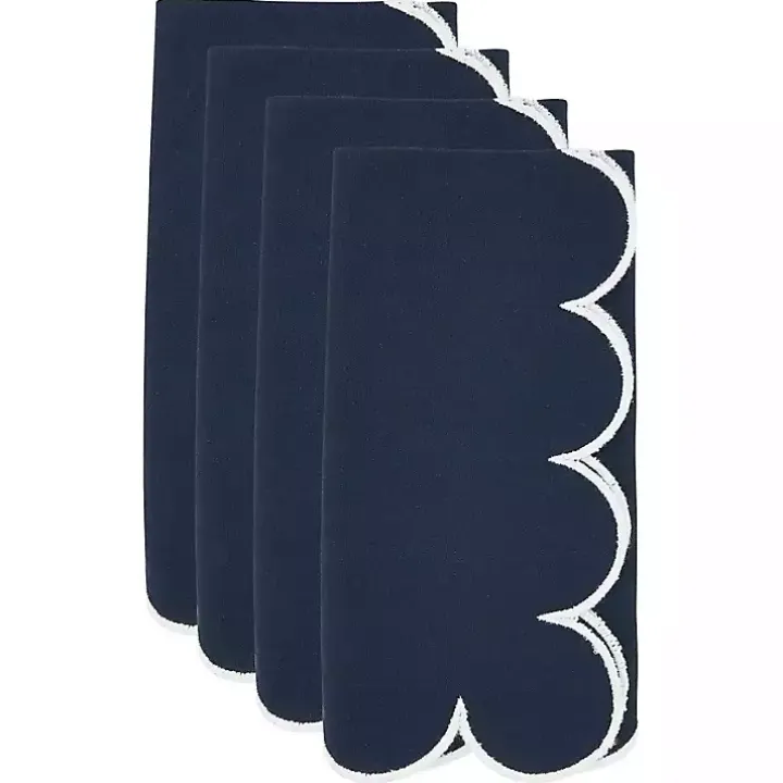 Navy Scalloped Edge Napkins, Set of 4