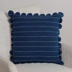 Navy Scalloped Edge Pillow