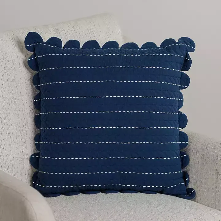 Navy Scalloped Edge Pillow
