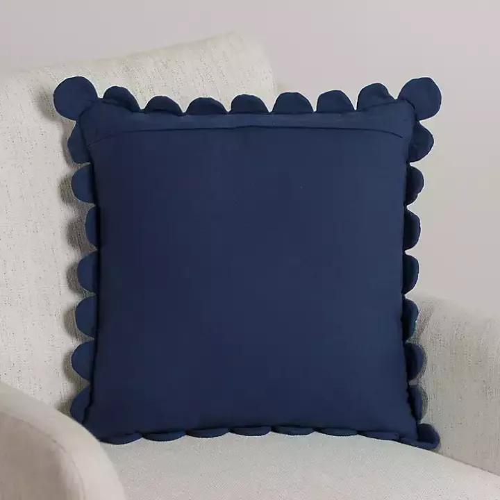 Navy Scalloped Edge Pillow