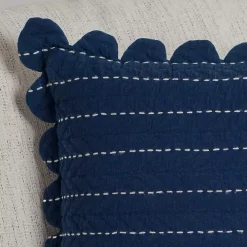 Navy Scalloped Edge Pillow