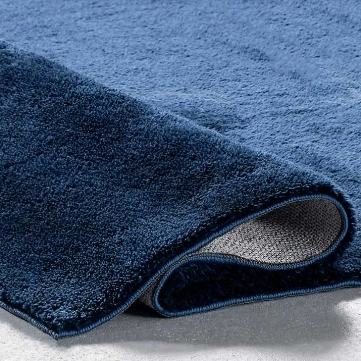 Navy Shag Washable Area Rug, 5x8