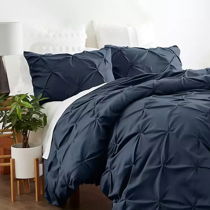 Navy Soft Pinched 3-pc. Twin Duvet Cover Set