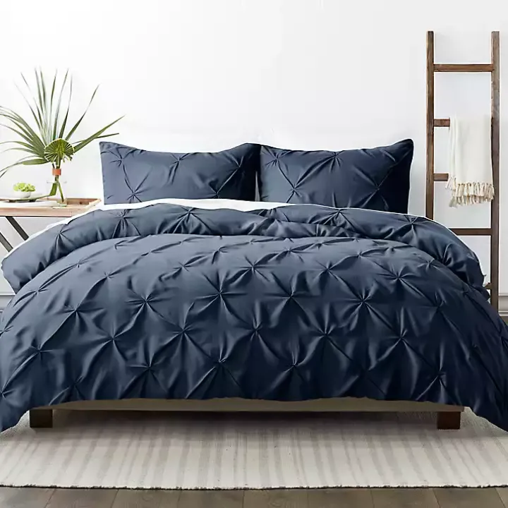 Navy Soft Pinched 3-pc. Twin Duvet Cover Set