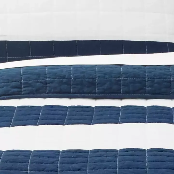 Navy Stripe 3-pc. Full/Queen Quilt Set