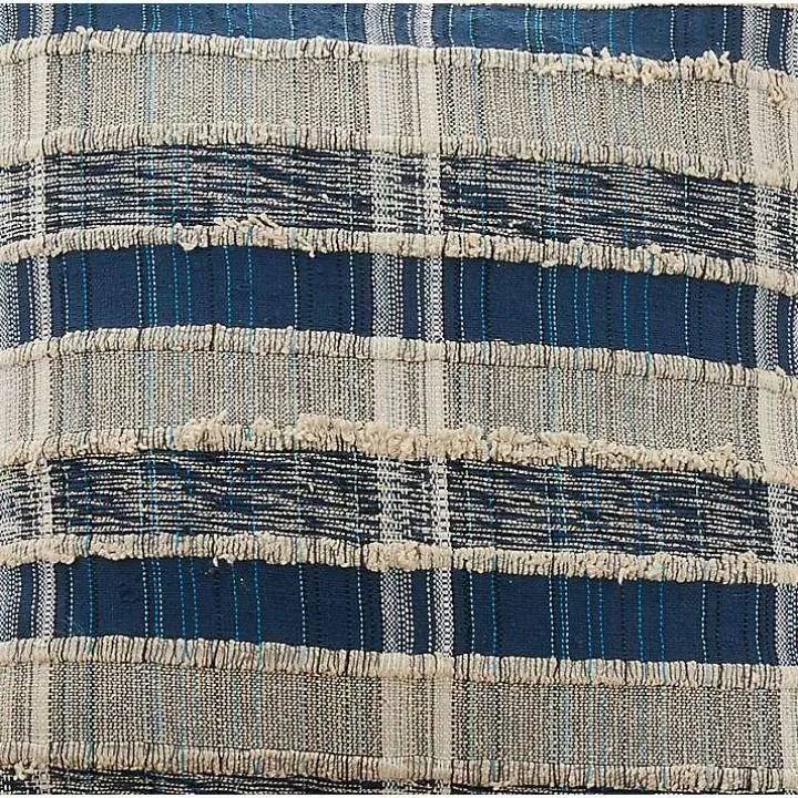 Navy Striped Woven Cotton Pillow, 22 in.