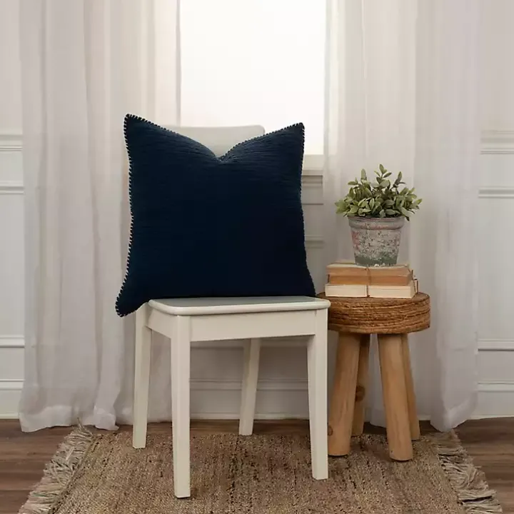 Navy Subtle Striped Oversized Pillow