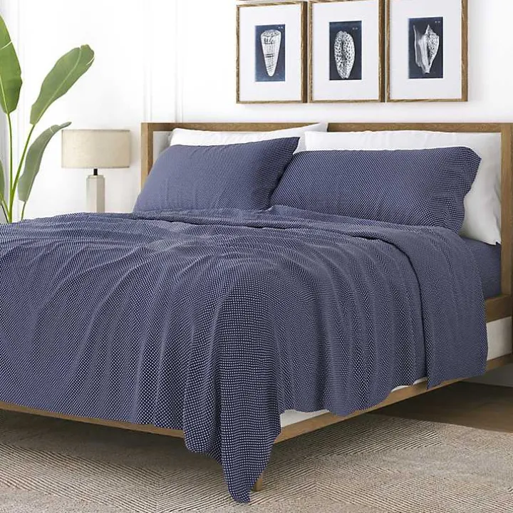 Navy Tiny Hearts 3-pc. Twin Sheet Set