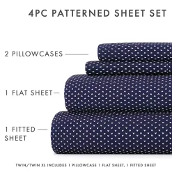 Navy Tiny Hearts 3-pc. Twin Sheet Set