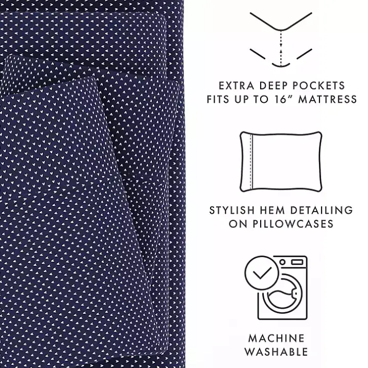 Navy Tiny Hearts 3-pc. Twin Sheet Set