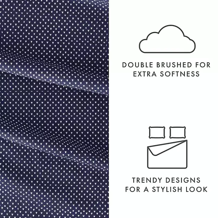 Navy Tiny Hearts 3-pc. Twin Sheet Set