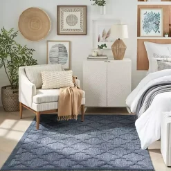 Navy Trellis Indoor/Outdoor Area Rug, 5x7