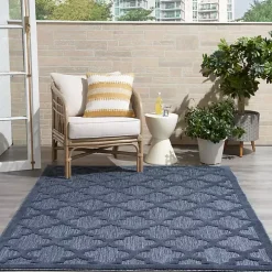 Navy Trellis Indoor/Outdoor Area Rug, 5x7
