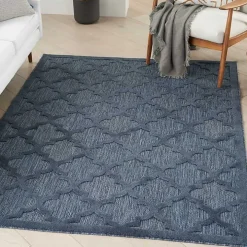 Navy Trellis Indoor/Outdoor Area Rug, 6x9