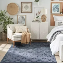 Navy Trellis Indoor/Outdoor Area Rug, 6x9