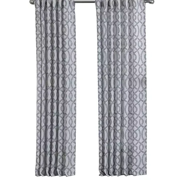 Navy Trellis Woven Single Curtain Panel, 84 in.