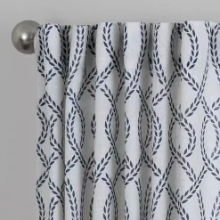 Navy Trellis Woven Single Curtain Panel, 84 in.