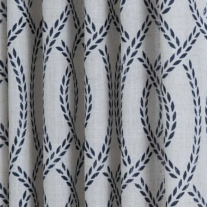 Navy Trellis Woven Single Curtain Panel, 84 in.