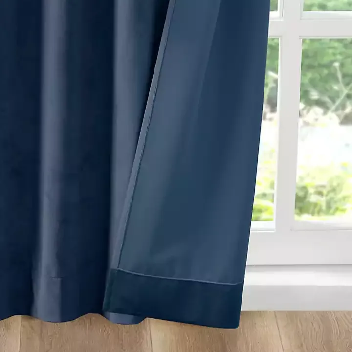 Navy Velvet Greta Curtain Panel Set, 84 in.