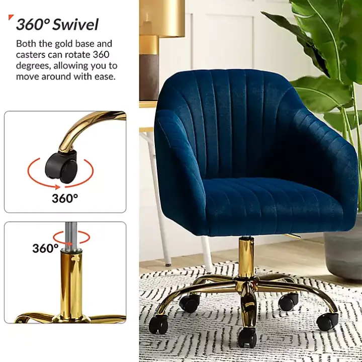 Navy Velvet Swivel Jacyln Office Chair